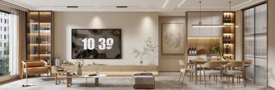 现代原木风客餐厅3D模型下载